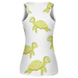 Lime Funny Turtles Isolated On White Background Print 3D Women's Tank Top