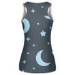Light Blue Moon And Star In The Night Sky Print 3D Women's Tank Top