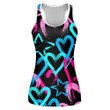 Light Blue And Pink Hearts Stars Drawing By Hand Print 3D Women's Tank Top