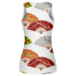 Japan Fans With Flying Dragon And Blooming Cherry Print 3D Women's Tank Top