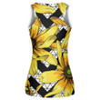 Image Of Yellow Heliopsis Sunflower On Geometric Background Print 3D Women's Tank Top
