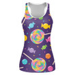 Illustration Of Repeating Pattern With Rainbow Swirl Lollipops And Candy Print 3D Women's Tank Top