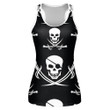 Human Skull With Sabers On Black Background Print 3D Women's Tank Top