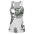 Human Skull With Pineapple And Tropical Leaves Print 3D Women's Tank Top