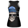 Human Skull With Glasses And Blue Cap Print 3D Women's Tank Top