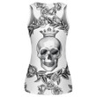 Human Skull In Crown With A Wreath Of Roses Print 3D Women's Tank Top