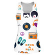 Hippie Style Design Rock And Roll Music Themed Elements Pattern Print 3D Women's Tank Top