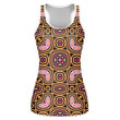 Hippie Style Design Doodle Flower In Orange And Pink Pattern Print 3D Women's Tank Top