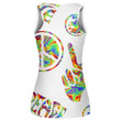 Hippie Retro Style Rainbow Peace Sign Hand And Palm Leaves Pattern Print 3D Women's Tank Top