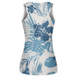 Hawaiian Tropical Palm Leaves Hibicus Camo In Blue Pattern Print 3D Women's Tank Top