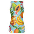 Hawaiian Tropical Fruits And Flowers On Blue Background Print 3D Women's Tank Top