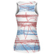 Hand Painted Cannabis Leafs On Blue And Red Striped Flag Colors Print 3D Women's Tank Top