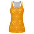 Hand Drawn Yellow Sun On Orange Background Print 3D Women's Tank Top