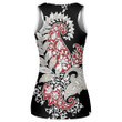 Hand Drawn Traditional Indian Paisley Leaves Pattern Black Background Print 3D Women's Tank Top