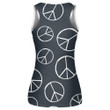 Hand Drawn Hippie Peace Symbol On Black Background Print 3D Women's Tank Top