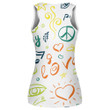 Hand Drawn Hippie Peace Symbol Hippy Pacific Sign Pattern Print 3D Women's Tank Top