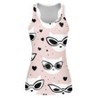 Hand Drawn Doodle Fashion Cats In Glasses Print 3D Women's Tank Top