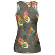 Hand Drawn Colorful Queen Butterflies And Flowers Print 3D Women's Tank Top