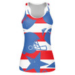 Grunge Style Baseball Helmet And Rugby In USA Flag Colors Print 3D Women's Tank Top