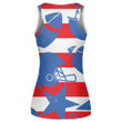 Grunge Style Baseball Helmet And Rugby In USA Flag Colors Print 3D Women's Tank Top