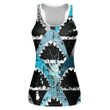 Grunge Blue And Grey Shark Mouth On Black Background Print 3D Women's Tank Top