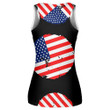 Grunge American Flag In The Shape Of Circle Symbol Pattern Print 3D Women's Tank Top
