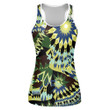 Green Retro Psychedelic Shapes Pattern On Navy Background Print 3D Women's Tank Top