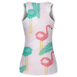 Green And Pink Flamingo With Palm Leaves Print 3D Women's Tank Top
