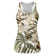 Green And Brown Tropical Leaves With Leopard Camouflage Spots Print 3D Women's Tank Top