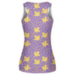 Golden Drawn Heart Symbols With Maple Leaves On Purple Background Print 3D Women's Tank Top