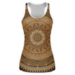 Gold And Black Round Floral With Mandala Motif Print 3D Women's Tank Top