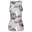 Funny White Cow And Wolf On Grey Print 3D Women's Tank Top