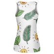 Funny Sun And Coconut Leaves On White Background Print 3D Women's Tank Top