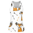 Funny Orange Fox And Arrows On White Background Design Print 3D Women's Tank Top