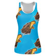 Funny Eagle Head On Blue Background Print 3D Women's Tank Top