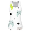 Funny Cat And Black Mouse On White Print 3D Women's Tank Top