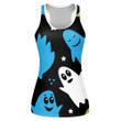 Funny Cartoon Ghosts And Stars On Black Background Print 3D Women's Tank Top