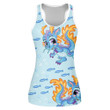 Cute Cartoon Water Dragon Fishes And Bubbles Print 3D Women's Tank Top