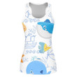 Cute Cartoon Fish Pirates Hand Drawn Ship And Coral Background Print 3D Women's Tank Top