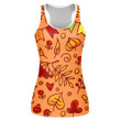 Cute Birds Holiday Flags Autumn Leaves And Berries Pattern Print 3D Women's Tank Top