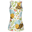 Cute Bees Cartoon Insects And Summer Flowers Print 3D Women's Tank Top