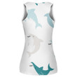 Cute Baby Sharks Pattern In Scandinavian Style On White Background Print 3D Women's Tank Top