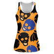 Cute And Scary Human Skulls With Bats Print 3D Women's Tank Top