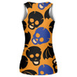 Cute And Scary Human Skulls With Bats Print 3D Women's Tank Top