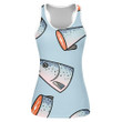 Cut Salmon Sliced Pieces Of Steaks Fish From Sea Themed Design Print 3D Women's Tank Top