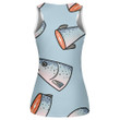 Cut Salmon Sliced Pieces Of Steaks Fish From Sea Themed Design Print 3D Women's Tank Top