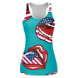 Creative Sexy Lips With US Flag Pattern Blue Background Print 3D Women's Tank Top