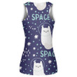 Cool White Cat In Space In Doodle Style Print 3D Women's Tank Top