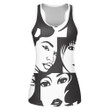 Comic Book Style Women Faces In Black And White Print 3D Women's Tank Top
