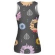 Colorful Sunflowers And Elliptical Leaves On Dark Background Print 3D Women's Tank Top